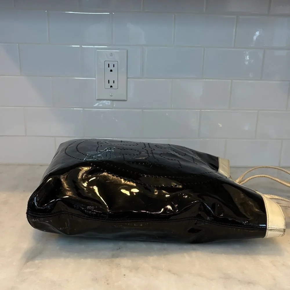 Tory Burch Bag Purse Handbag Tote Logo Patent Leather XL Designer Bag